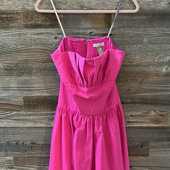 NWT Monique Lhuillier Pink Taffeta High Low Bubble Hem Strapless Gown Size 4 - Picture 4 of 13